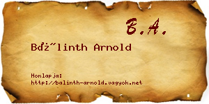 Bálinth Arnold névjegykártya