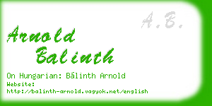 arnold balinth business card